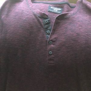 Men burgundy waffle long sleeve